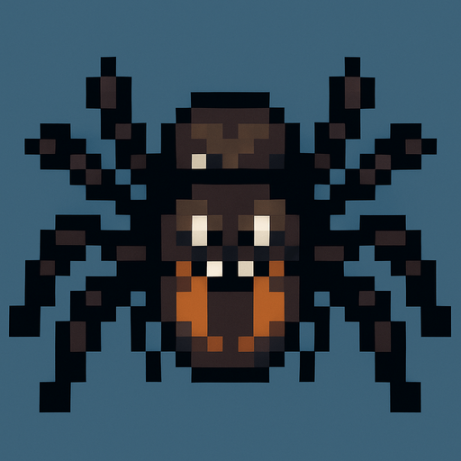 Spider pixel.
In-Game asset.  2d.  High contrast.  No shadows