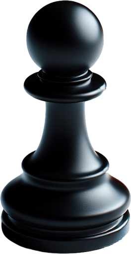 Black pawn.
Single Game Texture.  In-Game asset.  2d.  Blank background.  High contrast.  No shadows