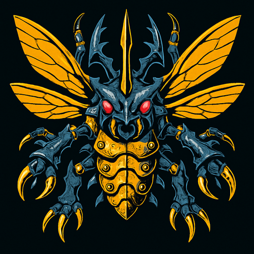 Herculeskabuterimon, visto desde arriba, calidad y detalles altamente épicos.
In-Game asset.  2d.  High contrast.  No shadows