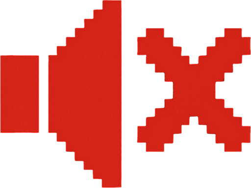 Pixelart mute x, red only x. 2d.
In-Game asset.  2d.  High contrast.  No shadows