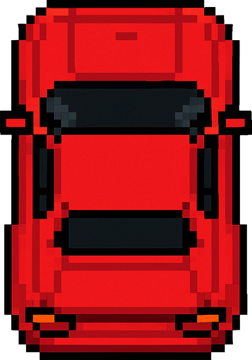 Draw 2d pixel car top view Red.
In-Game asset.  2d.  High contrast.  No shadows