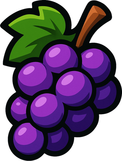 Grape.
In-Game asset.  2d.  High contrast.  No shadows