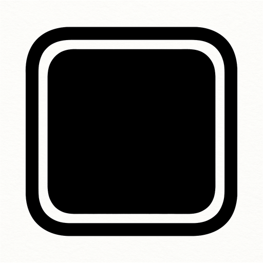 Cuadrado con los bordes redondeado negro.
In-Game asset.  2d.  High contrast.  No shadows