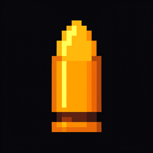 pixel art bullet.
In-Game asset.  2d.  High contrast.  No shadows
