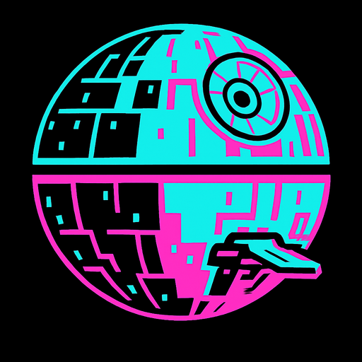 an Arcade style MOther ship like Death star.
In-Game asset.  2d.  High contrast.  No shadows