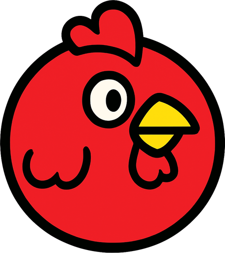 ball chicken and red.
In-Game asset.  2d.  High contrast.  No shadows