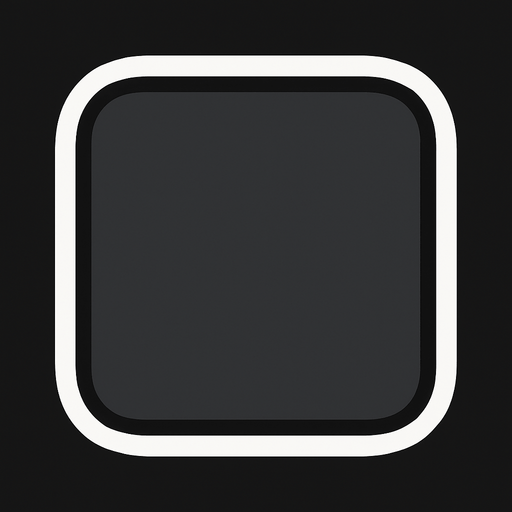 Curved dark gray square with a white outline.
In-Game asset.  2d.  High contrast.  No shadows