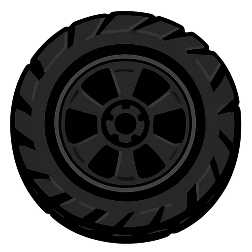 top-down angle of a tire.
In-Game asset.  2d.  High contrast.  No shadows