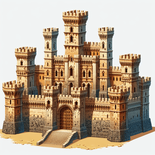 eski bir orta çağ kalesi.
Single Game Texture.  In-Game asset.  2d.  Blank background.  High contrast.  No shadows