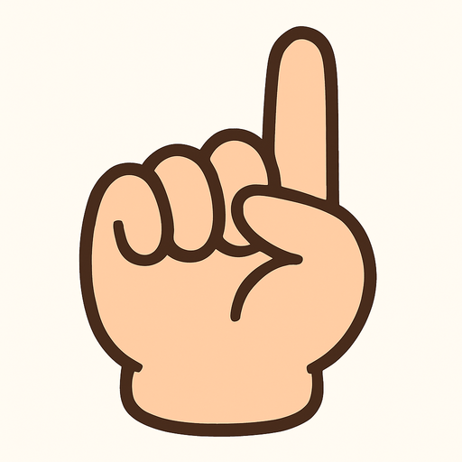 Una mano cerrada con el dedo indici estirado, debe ser cute.
In-Game asset.  2d.  High contrast.  No shadows