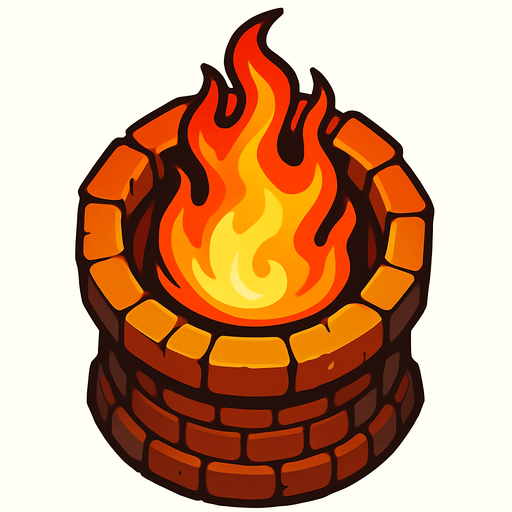 torrre de fuego desde arriba.
In-Game asset.  2d.  High contrast.  No shadows