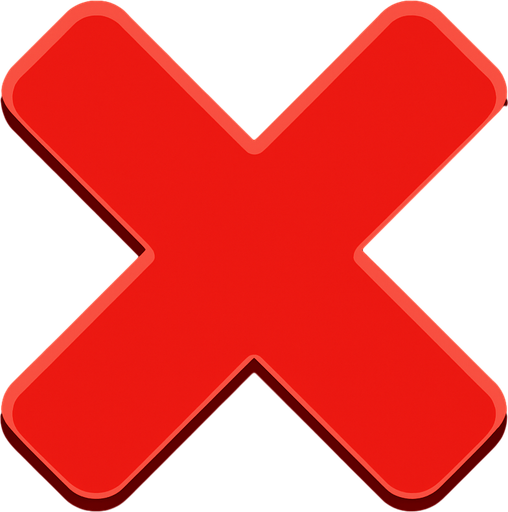 red multiplication sign.
In-Game asset.  2d.  High contrast.  No shadows