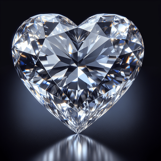 The most precious large heart in diamond, Front view.