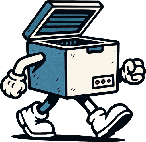 yürüyen derin dondurucu.
In-Game asset.  2d.  High contrast.  No shadows