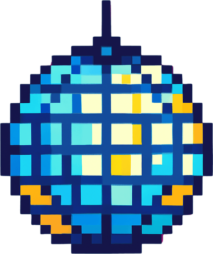 disco ball pixel art 2d.
In-Game asset.  2d.  High contrast.  No shadows