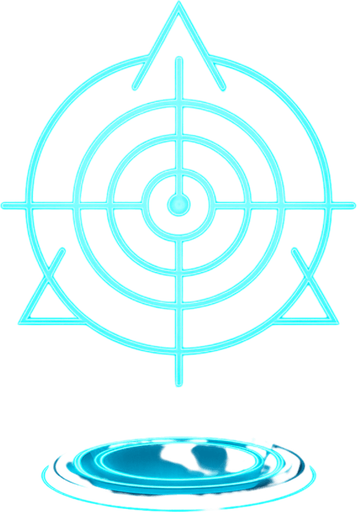 3d hologram neon cyberpunk sigil bullseye symbol magick sacred geometry corporate, logo projection flat symmetrical