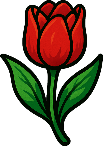 Red tulip.
In-Game asset.  2d.  High contrast.  No shadows