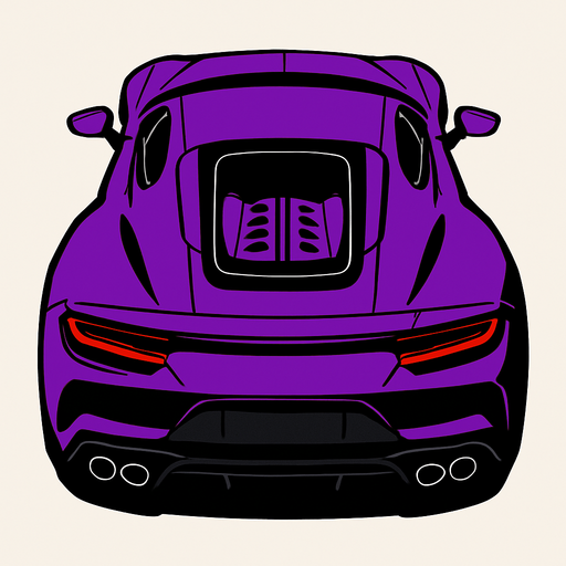 Rear and top view of cool luxury sports car looking upwards.
In-Game asset.  2d.  High contrast.  No shadows