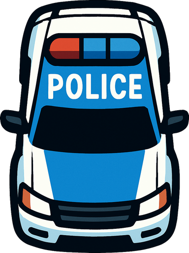 Kuş bakışı polis aracı.
In-Game asset.  2d.  High contrast.  No shadows