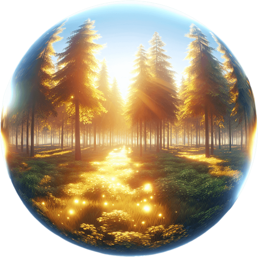 Beautiful shinny forest sky.
Single Game Texture.  In-Game asset.  2d.  Blank background.  High contrast.  No shadows