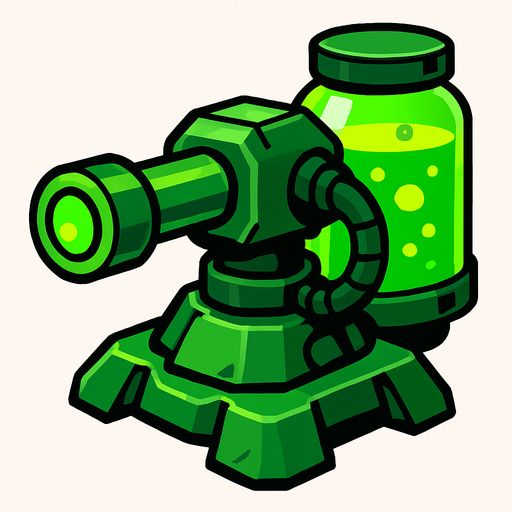 Acid turret.
In-Game asset.  2d.  High contrast.  No shadows