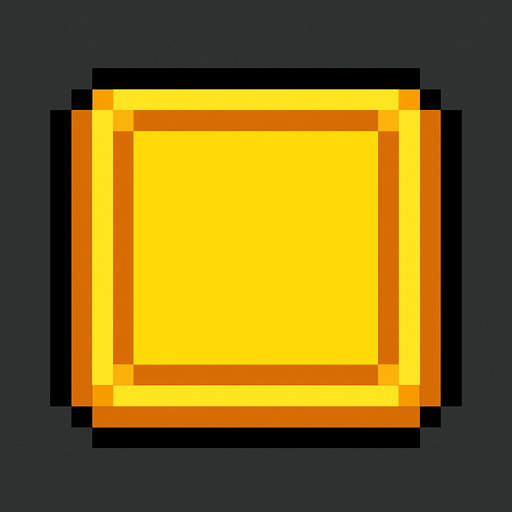 Square yellow button 2d pixilated topdown.
In-Game asset.  2d.  High contrast.  No shadows