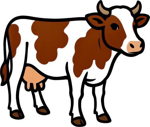 inek kahverengi beyaz..
In-Game asset.  2d.  High contrast.  No shadows