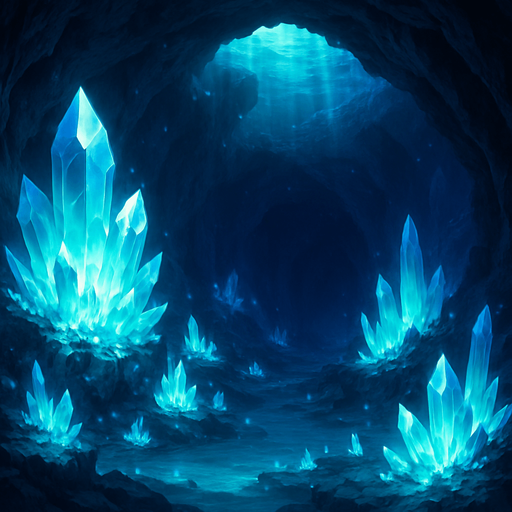 Magical underwater crystal cavern background image deep sea cave anime majestic