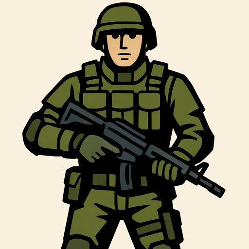 soldier.
In-Game asset.  2d.  High contrast.  No shadows