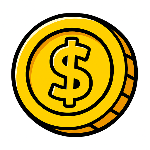 coin.
In-Game asset.  2d.  High contrast.  No shadows