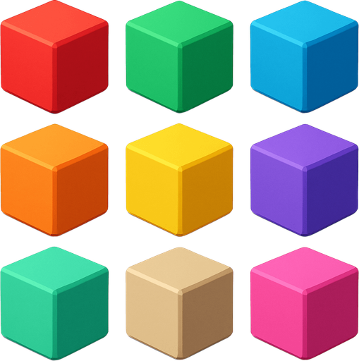 Pack of different 3D cube, Different colors, HD colors..
In-Game asset.  High contrast.  No shadows. 3D