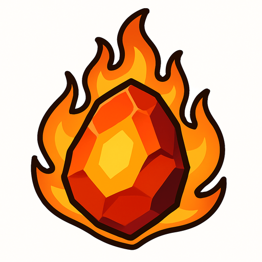 Pierre élément feu.
In-Game asset.  2d.  High contrast.  No shadows