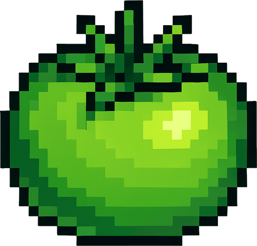 tomate verde de pixeles.
In-Game asset.  2d.  High contrast.  No shadows