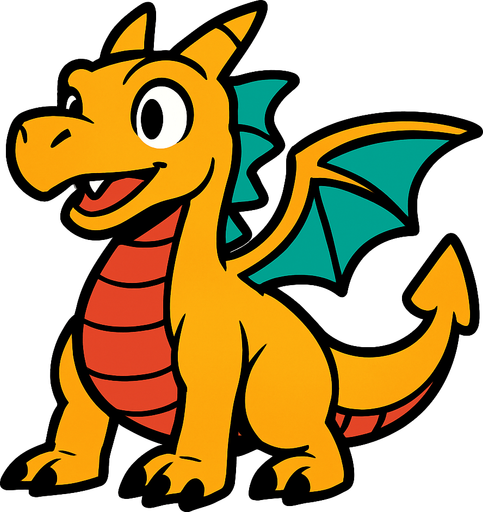 Mazz le dragon.
In-Game asset.  2d.  High contrast.  No shadows