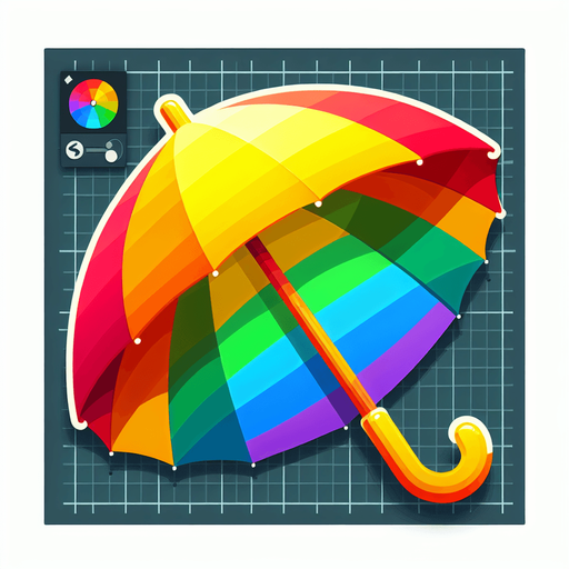 rainbow colored umbrella.
Single Game Texture. In-Game asset. 2d. Blank background. High contrast. No shadows.