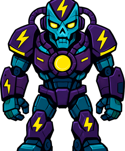 different cyborg electro enemy from the front side facing camera. HD colors. separated
In-Game asset.  2d.  High contrast.  No shadows