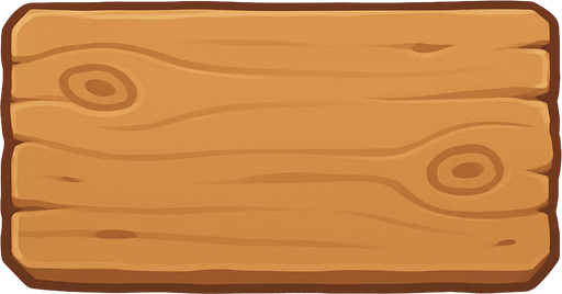 Crea un elemento de fondo con la apariencia de un tablón de madera desgastada, en un estilo 2D renderizado, limpio y cartoonish. El tablón debe tener una textura de madera visible (nudos, vetas sutiles, ligeras imperfecciones) para darle un toque rústico y orgánico, pero manteniendo la limpieza visual general del estilo.

El diseño debe considerar lo siguiente:

Forma: Un rectángulo con proporciones que permitan contener varios iconos de recursos horizontalmente (para la parte superior) y quizás un rectángulo más vertical para la selección de torres lateralmente. Podrías generar dos versiones con diferentes proporciones si lo prefieres.

Coloración: Tonos cálidos de madera (marrones claros a medios, quizás con toques de ocre o beige). Los colores no deben ser demasiado saturados para no distraer de los iconos que se colocarán encima.

Bordes: Los bordes del tablón pueden ser ligeramente irregulares o redondeados para reforzar la apariencia de madera natural. Podrías incluir sutiles det.
In-Game asset.  2d.  High contrast.  No shadows