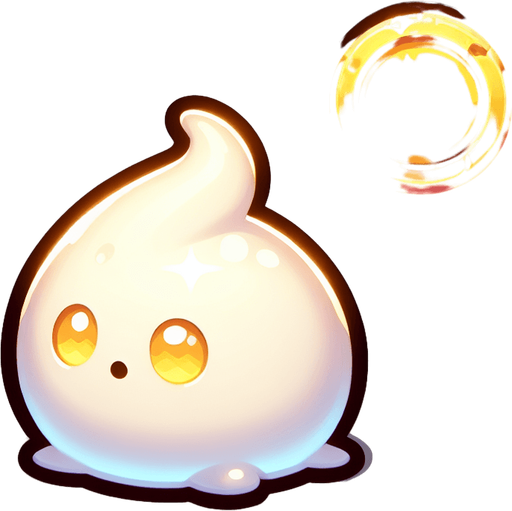 Un slime blanco con una moneda brillante en la frente RPG con estilo suave y simple.
Single Game Texture.  In-Game asset.  2d.  Blank background.  High contrast.  No shadows
