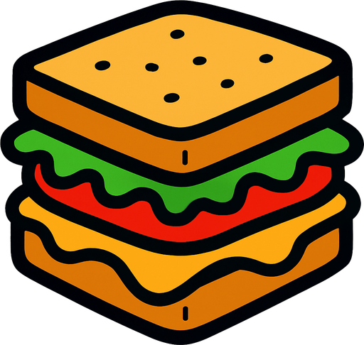sandwich.
In-Game asset.  2d.  High contrast.  No shadows