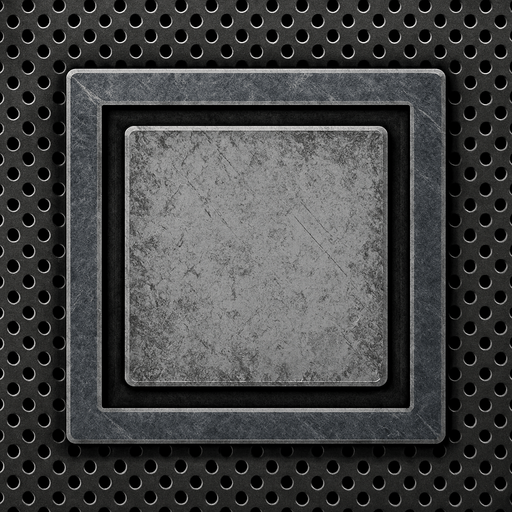 Different metal backgrounds, square inside square.
In-Game asset.  2d.  High contrast.  No shadows