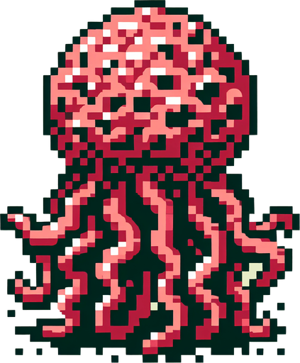 8 bit tentacle monster.
Single Game Texture. In-Game asset. 2d. Blank background. High contrast. No shadows.