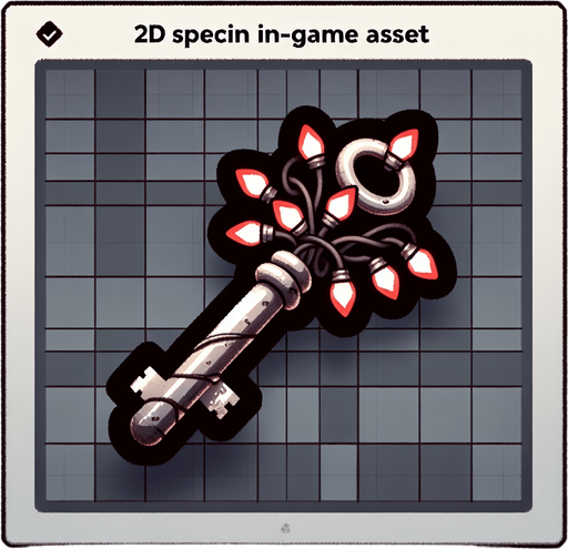 a simple dirty, dark and eerie Christmas light key.
Single Game Texture. In-Game asset. 2d. Blank background. High contrast. No shadows.