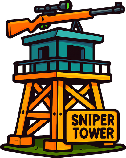 the sniper tower of tower defense.
In-Game asset.  2d.  High contrast.  No shadows