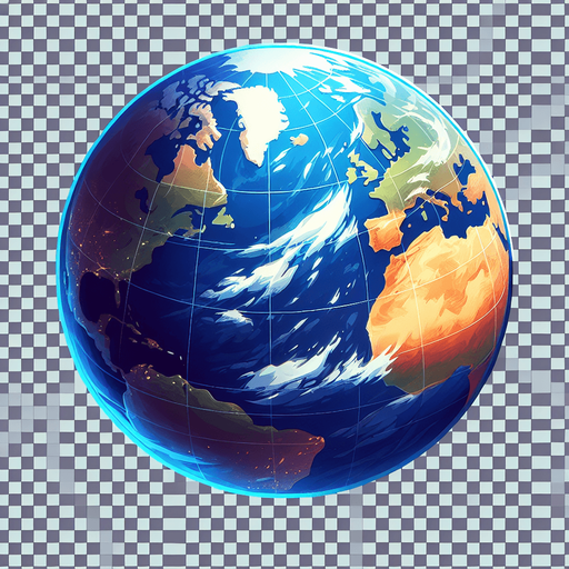 O planeta Terra fundo png.
Single Game Texture. In-Game asset. 2d. Blank background. High contrast. No shadows.