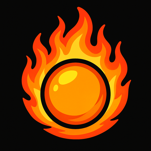 round Fire ball.
In-Game asset.  2d.  High contrast.  No shadows