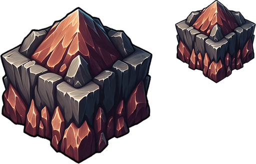 One rare ore.
Single Game Texture. In-Game asset. 2d. Blank background. High contrast. No shadows.