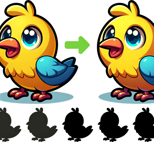 Cartoon bird.
Single Game Texture.  In-Game asset.  2d.  Blank background.  High contrast.  No shadows