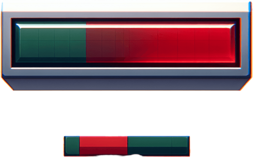 • Position: The health bar should be positioned at the top of the screen, centered or slightly to the left side, to ensure it remains visible throughout gameplay.

• Appearance: The health bar should be a simple horizontal bar with a clear color gradient, typically from green to red, indicating the player's remaining health. The bar should be easily distinguishable from the background and should have a smooth and consistent shape.

• Size: The health bar should be large enough to be easily visible without taking up too much screen space. A height of 5-10 pixels is generally sufficient.

Single Game Texture. In-Game asset. 2d. Blank background. High contrast. No shadows.
