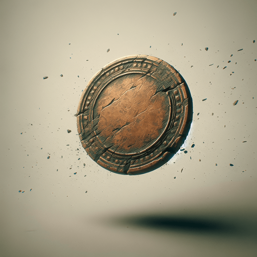 A single coin.
Single Game Texture. In-Game asset. 2d. Blank background. High contrast. No shadows.
