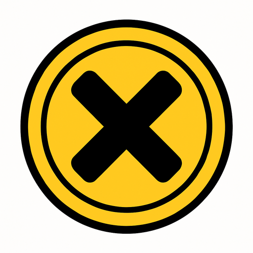 Siyah X işaretli jeton.
In-Game asset.  2d.  High contrast.  No shadows